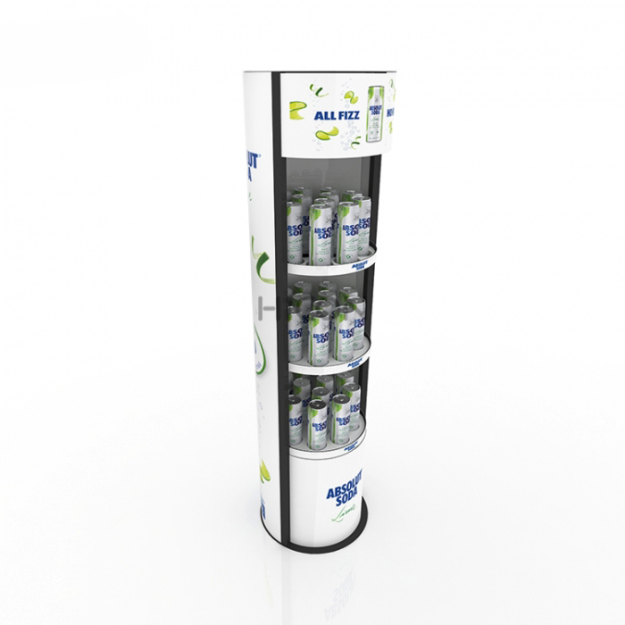3-Tiers White Graphics Beverage Kiosk Displays Scaffale Design (6)