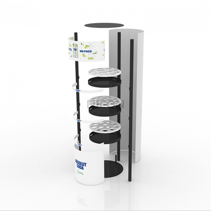 3-Tiers White Graphics Beverage Kiosk Nagpapakita ng Shelf Design (8)