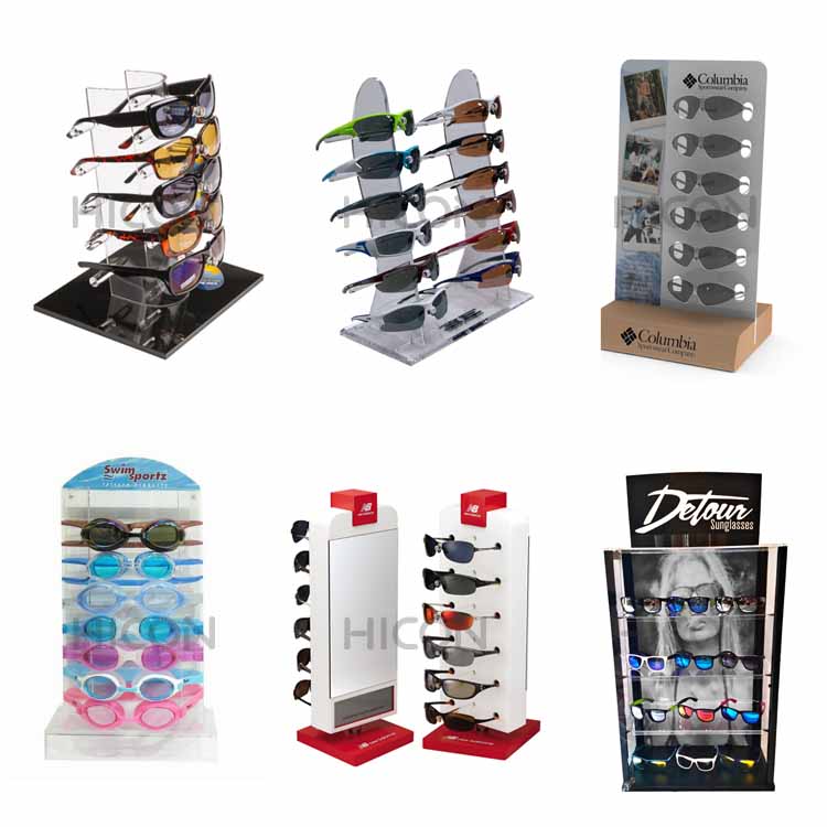 Akryl Sunglasses Retail Display Stand Te keap Mei LED-ferljochting (2)