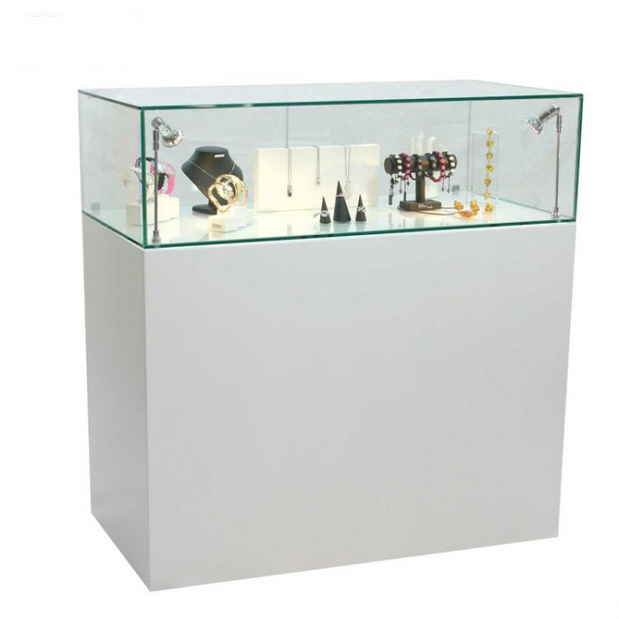 Pêdiviyên Pêşangeha Jewelry Glass Floor Balkêş Bi Ronahî (1)
