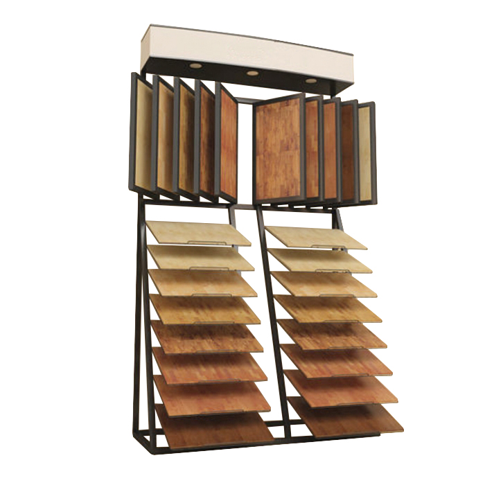 Black Wood Floor Stone Showroom Promotional Ceramic Tile Rack Display (1)