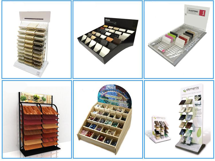 Black Wood Floor Stone Showroom Promotional Ceramic Tile Rack Display (4)