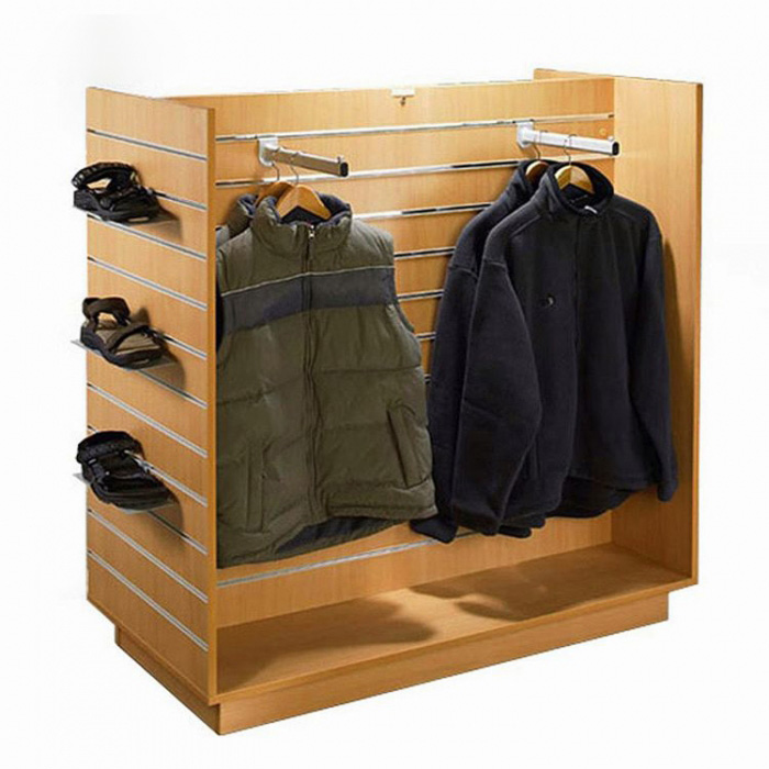 Casual Brown Wooden Retail Shop Stores lishelefong tsa Jeans Shirt Display Rack (2)