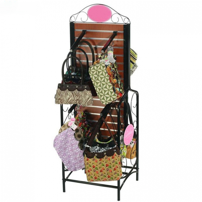 Classical Floor Slatwall Customized Bag Display Stand For Hanging (3)