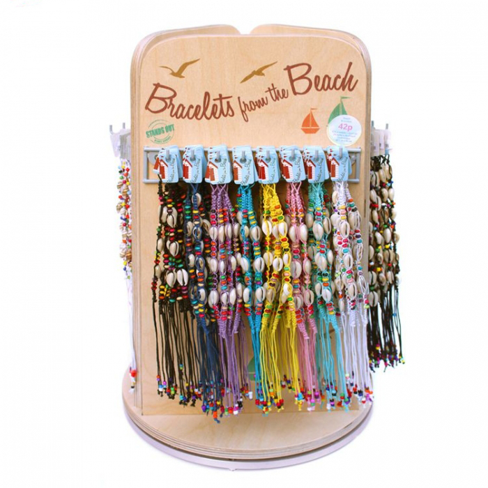 သက်တောင့်သက်သာရှိသော 3-Sided Wood Portable Jewelry Bracelet Display Stand (1) ခု၊