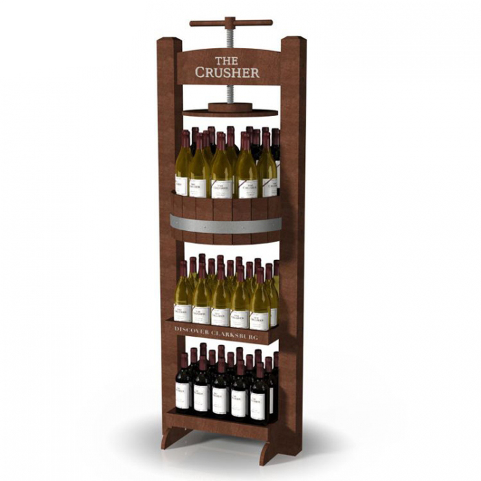 Ustvarjalna rjava lesena razstavna polica za steklenice alkoholnih pijač (1)