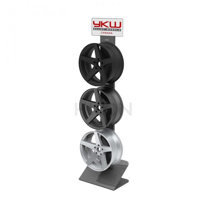 Creative Floor Custom Metal 3 Otomotive Car Wheel Rim Racks Display (1)