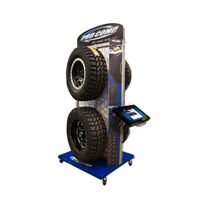 Creative Floor Custom Metal 3 Automotive Car Wheel Rim Display Racks (3) ခု၊