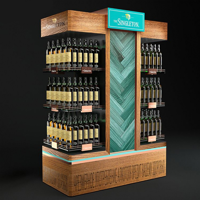 Custom High-Quality Wooden Liquor Bottle Display Cabinet, Dekorasyon sa Tindahan sa Alak, Inom nga Display Rack (4)