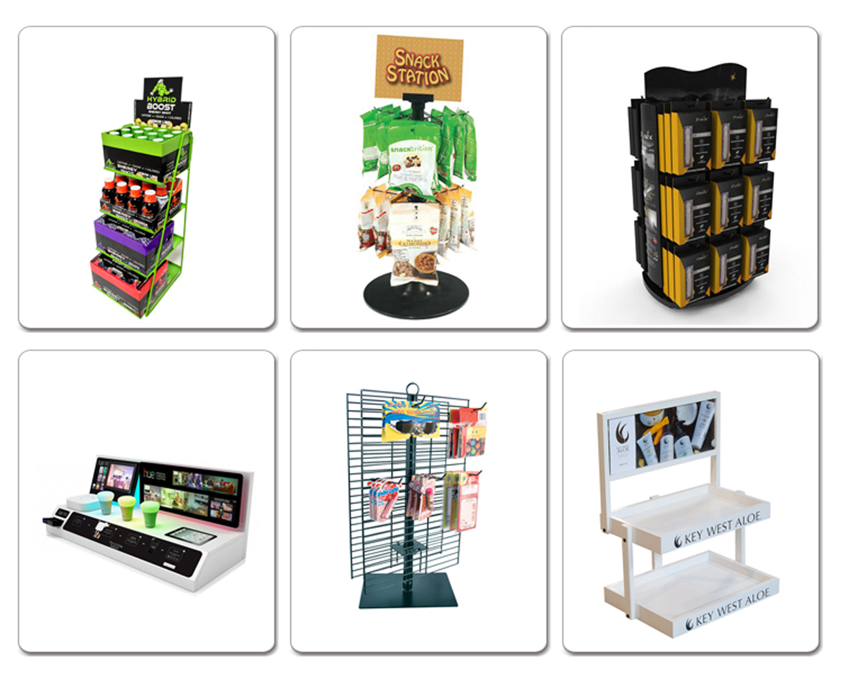 Tienda de regalos giratoria personalizada, 3 ganchos, estantes de exhibición de bolsas de papel para compras (1)