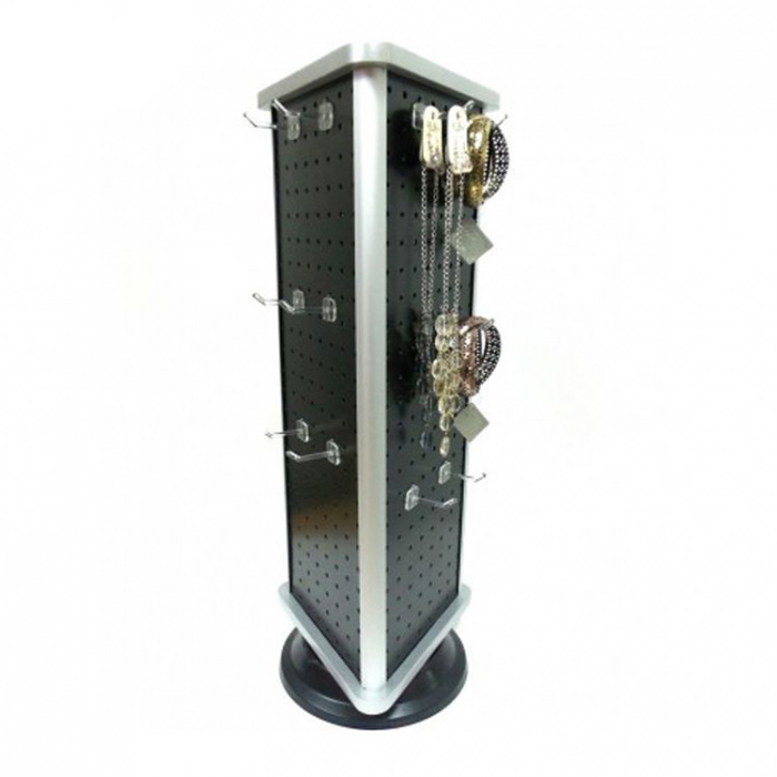 စိတ်ကြိုက် Black Counter Top Spinning Metal Pegboard Display Rack (3)