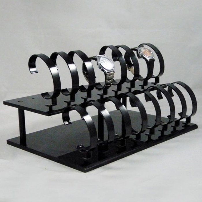Racks de exibição de relógio acrílico preto de bancada personalizados para venda (2)