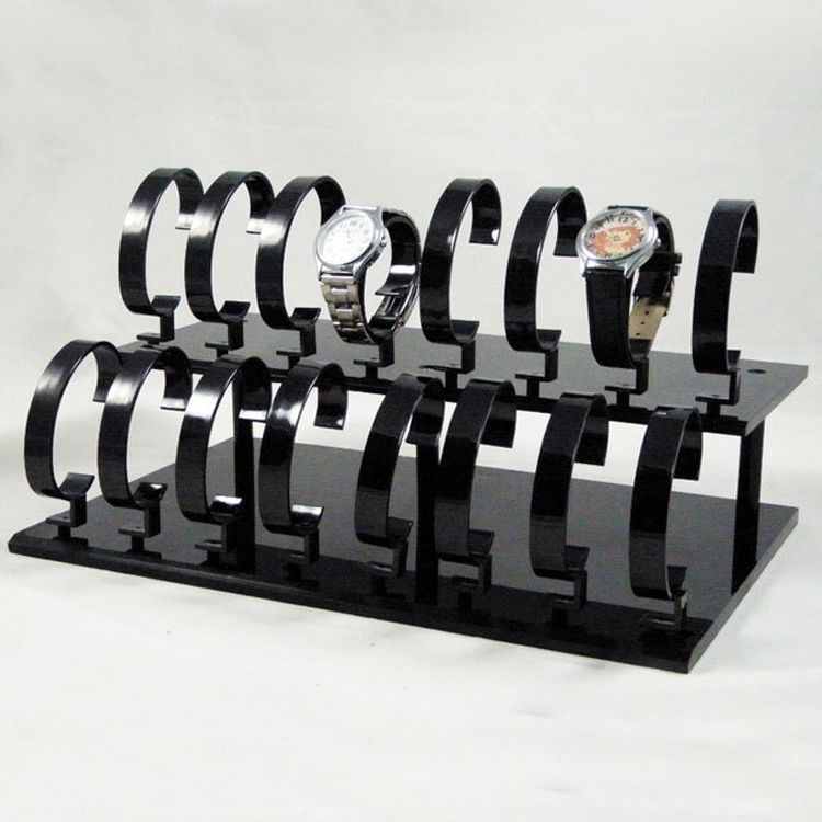 Racks de exibição de relógio acrílico preto de bancada personalizados para venda (4)