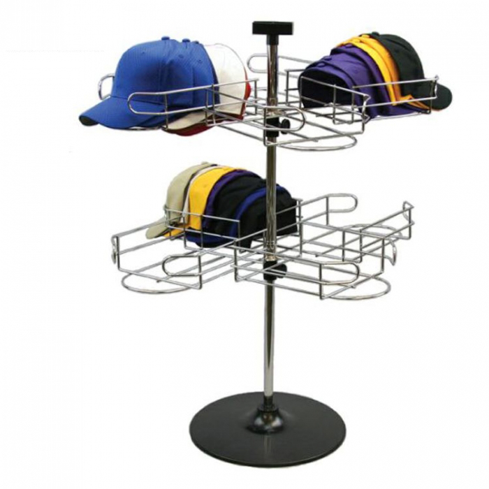 Elegant Customized Silver Metal Counter Hat Display Racks Wholesale (2)