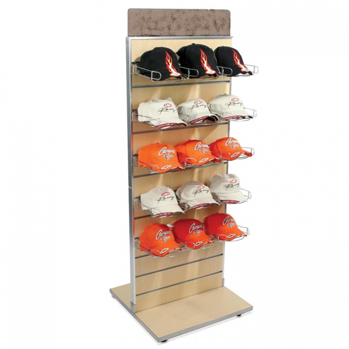 Factory Price Caps Retail Store Metal Hook Slatwall Wooden Hat Display (2)