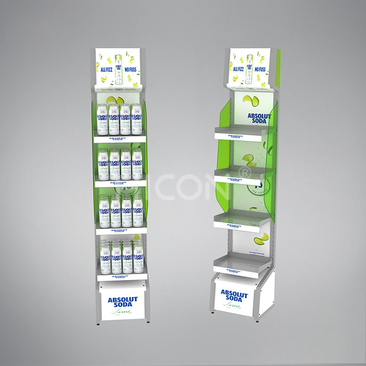 Floor Standing Energy Soft Drink POP Display Rack 4-Tier Drinks Display Rack (3)