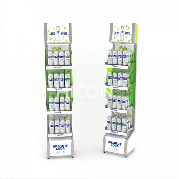 Floor Standing Energy Soft Drink POP Display Rack 4-Tier Drinks Display Rack (6)