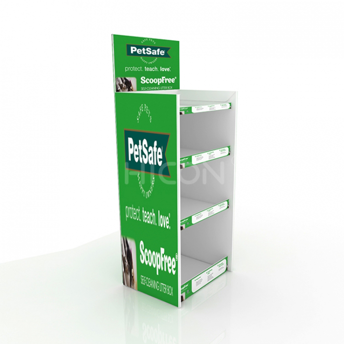 Expositor independent de 4 nivells de metall verd personalitzat per botiga d'animals (6)