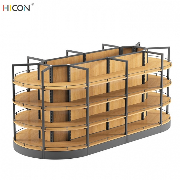 Grand 4-Tiers Brown Wooden Departmental Store Racks Price (2)