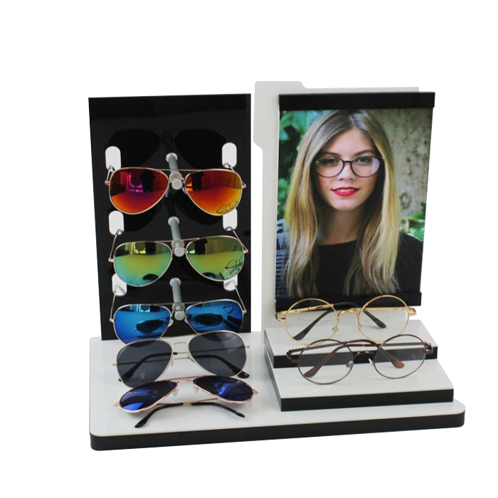 ئېسىل ئاق ياغاچ Countertop Rayban Sunglasses Kiosk كۆرسىتىش ئورنى (1)