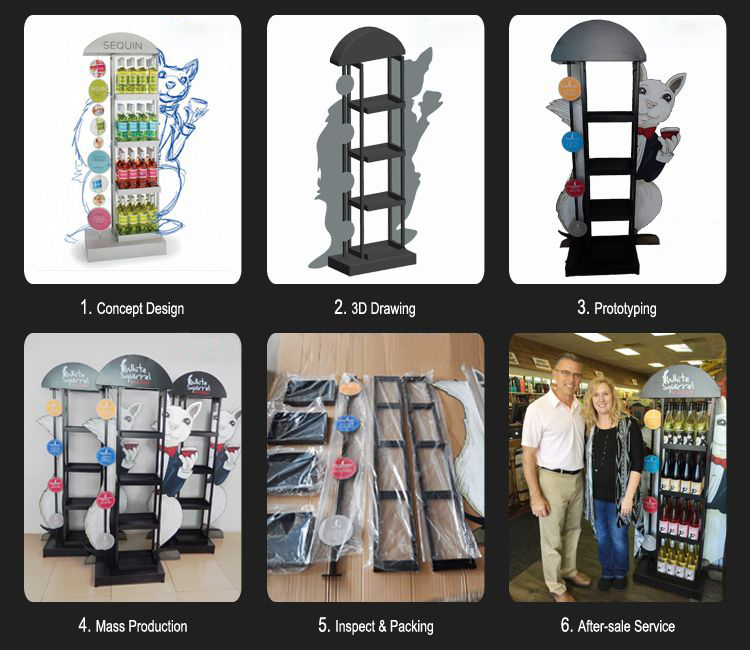 នៅក្នុង Store Floorstanding Slatwall Display Rack, Unique Logo Tool Display Retail Display (4)