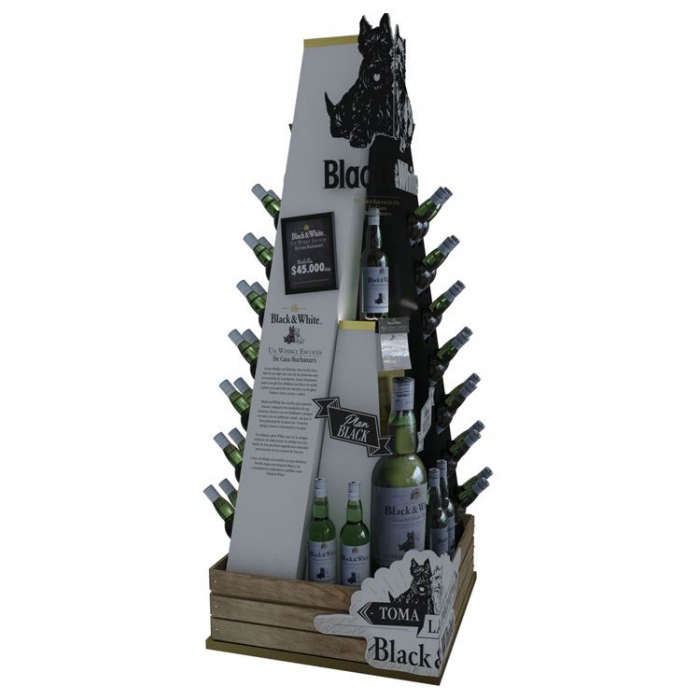 Innovador estante de exhibición de torre de copa de viño de bebidas personalizado de 3 lados (1)