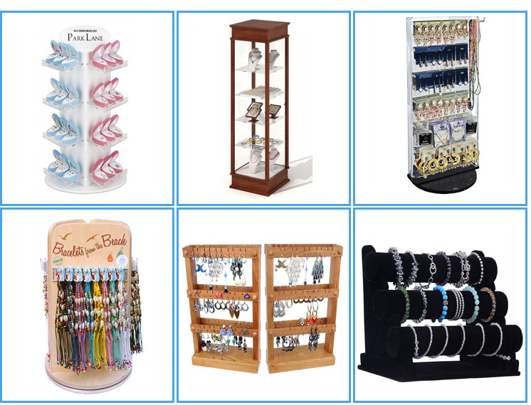 ຮ້ານຂາຍເຄື່ອງປະດັບ Custom Commercial Wood Acrylic Jewelry Display Floor Stands (2)