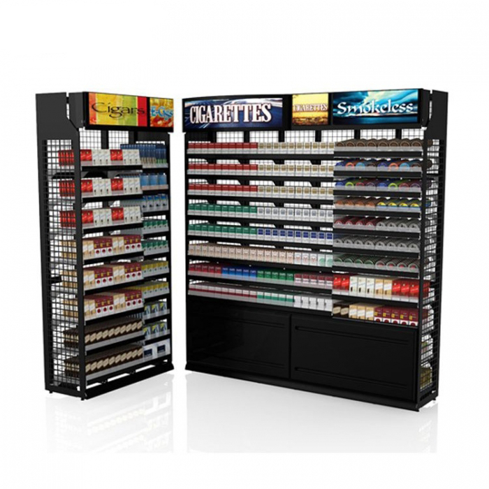 Stort anpassat svart metall cigarettgolv Retail Display-ställ (2)