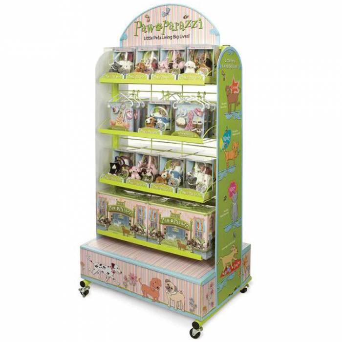 Lovely Moveable Customized Green Metal Floor Toys Display Stand (1)