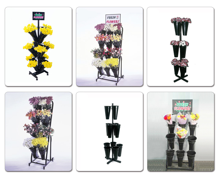 Metalni žičani pod, 4-slojni izložbeni izlog, oprema za cvjećarnicu (1)