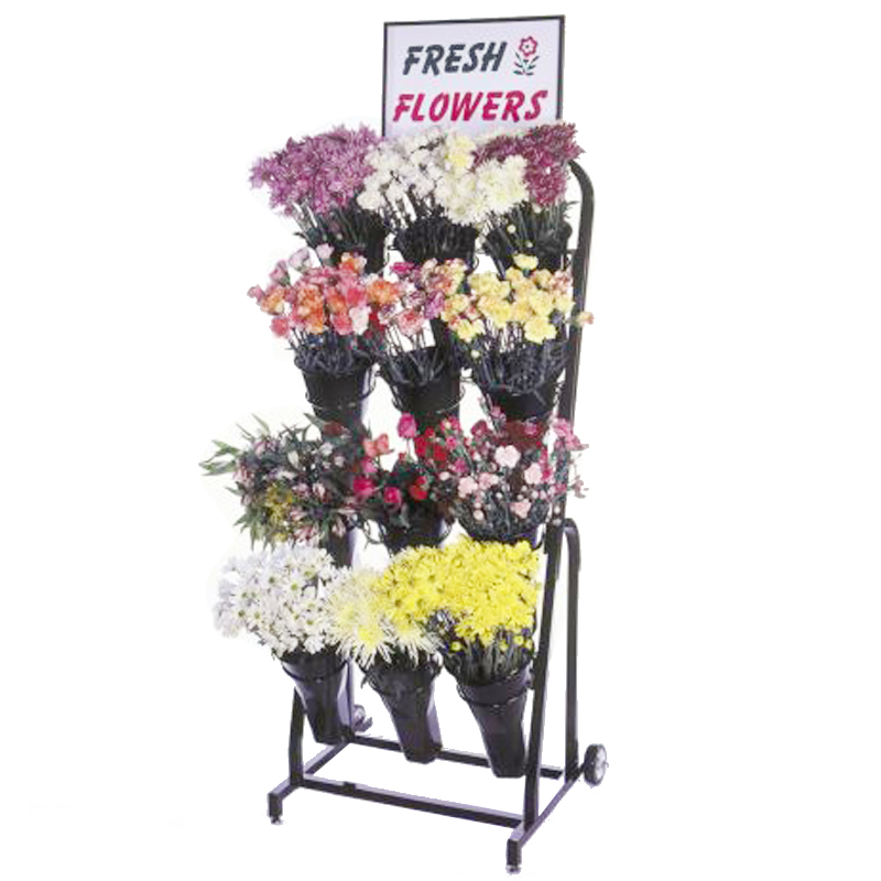 Pavimentu di filu di metallu 4 strati di merchandising Display Attrezzatura per negozio di fiori (2)