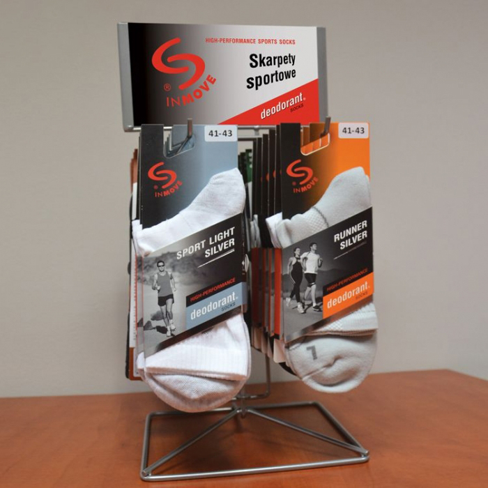 Jednostavan metalni žičani sivi prilagođeni stalak za izlaganje čarapa (1)