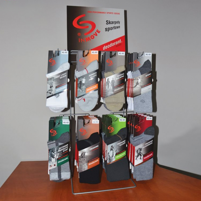 Soporte de exhibición de calcetines de encimera personalizado gris de alambre de metal simple (2)