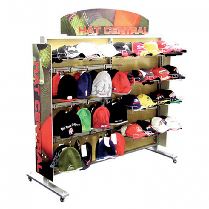 Sportinės aprangos mažmeninė parduotuvė Metaliniai kilnojami keli gražūs skrybėlių dangtelių stovai (2)