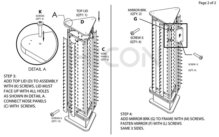 Passu à Passu, 6 Passi Per Assuntà u Rack di Display di Occhiali di Sole