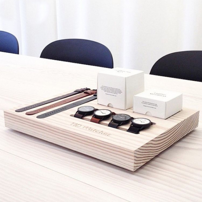 Quầy trưng bày đồng hồ kỹ thuật số bằng gỗ mặt bàn màu trắng Nhà cung cấp bán buôn (2)