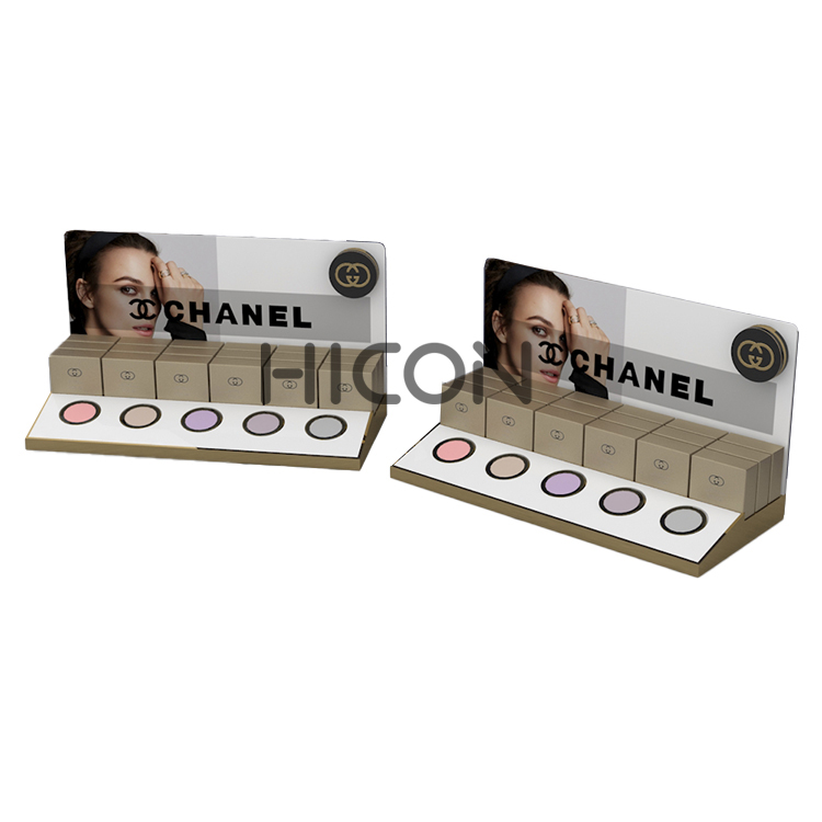 2-Tiered Golden Cosmetic Makeup Counter Display Units For Chanel (5)