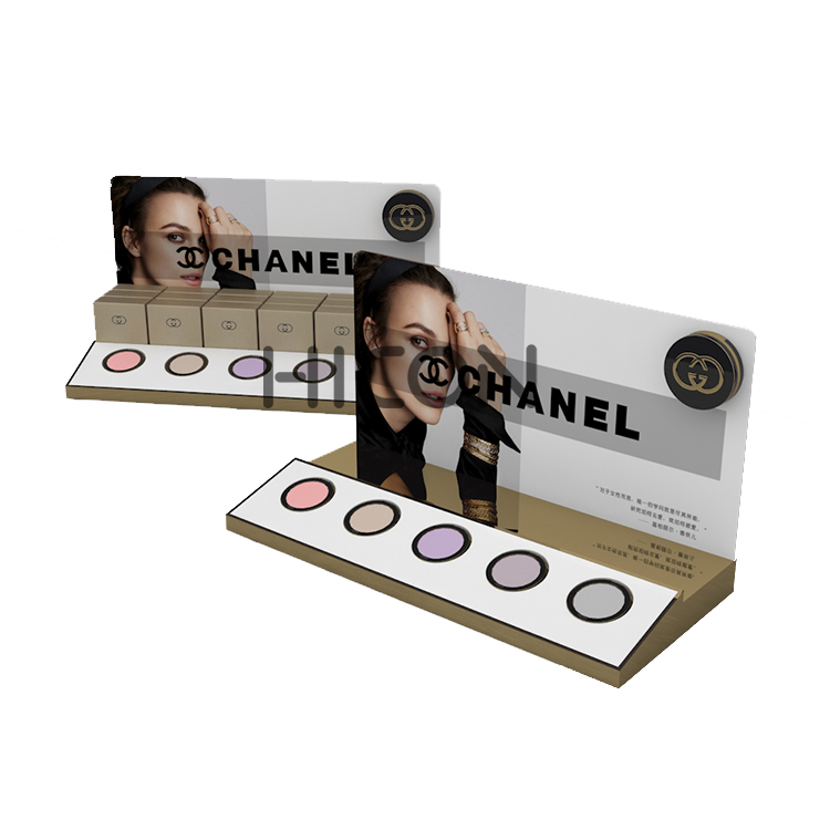 2-Tiered Golden Cosmetic Makeup Counter Display Units For Chanel (6)