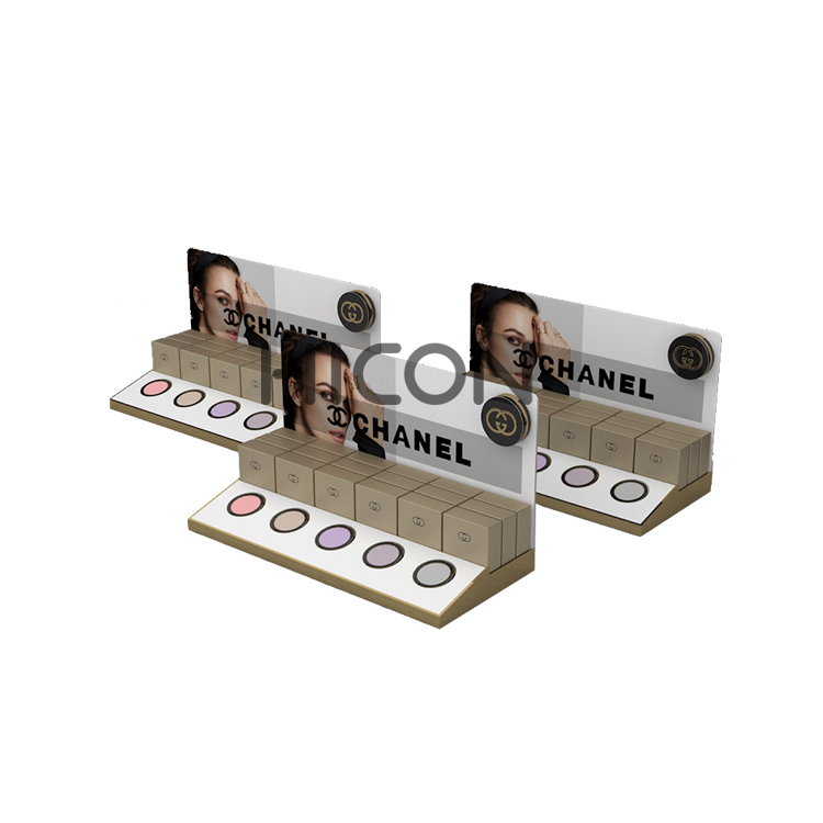 2-Tiered Golden Cosmetic Makeup Counter Display Units For Chanel (7)