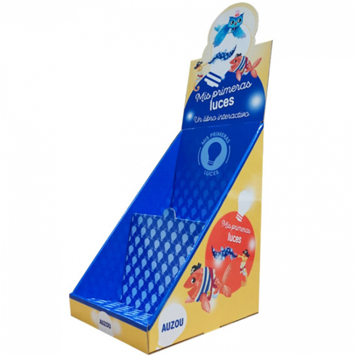 2-Tired Blue Cardboard Custom Counter Display Boxes For Retail Store (1)