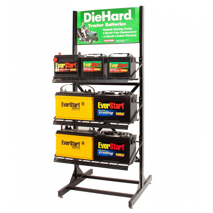 3-Layer Metal Retail Shop Flooring Custom Car Battery Display Stand (2)