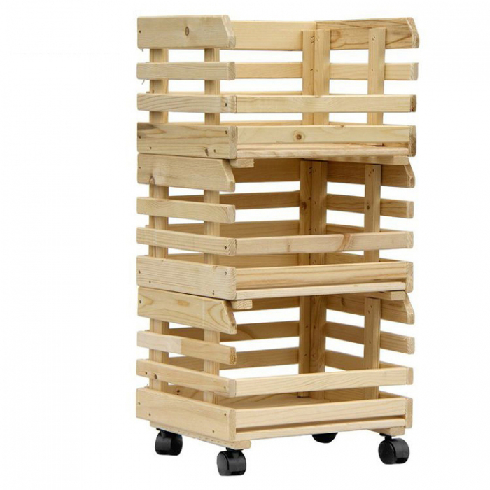 3 Layers Customized Moveable Wooden Fruit Vegetable Display Rack (2)