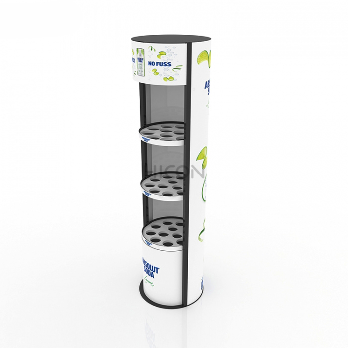 3-Tiers White Graphics Beverage Kiosk Displays Shelf Design (3)