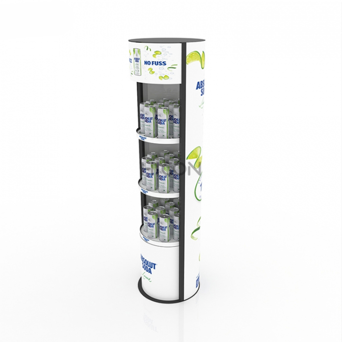 3-Tiers White Graphics Beverage Kiosk Displays Shelf Design (5)