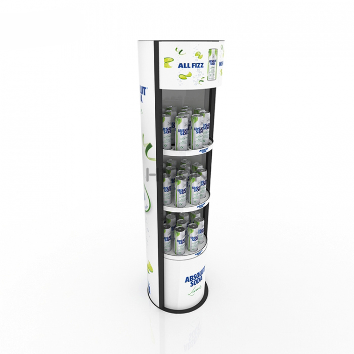 3-Tiers White Graphics Beverage Kiosk Displays Shelf Design (6)