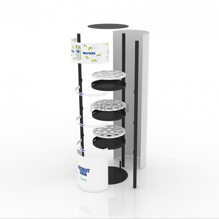 3-Tiers White Graphics Beverage Kiosk Displays Shelf Design (8)