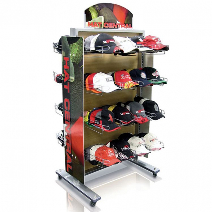 4-Layers Moveable Colorful Customized Baseball Hat Floor Display Rack (3)