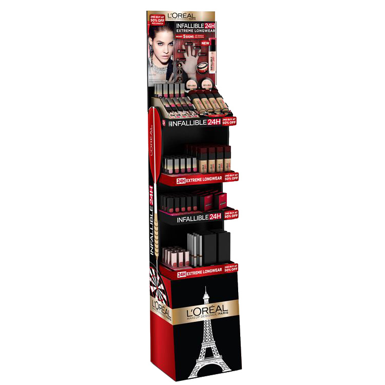 4-Layers Red Floor Metal Cosmetics Stall Store Display Stand (1)