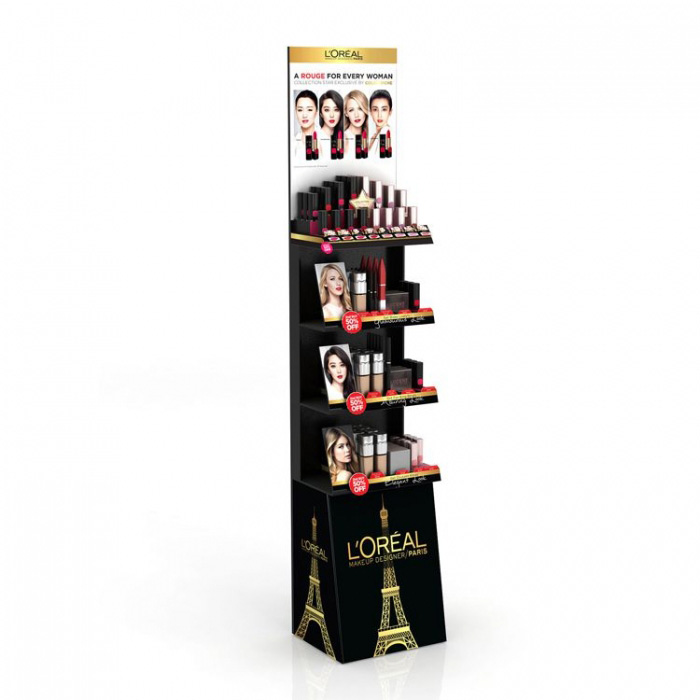 4-Layers Red Floor Metal Cosmetics Stall Store Display Stand (3)