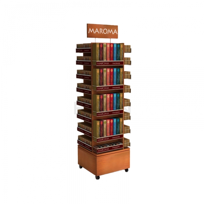 4-Way Wooden Kids Comic Book Display Rack Floor Book Stand For Retail Store (1)